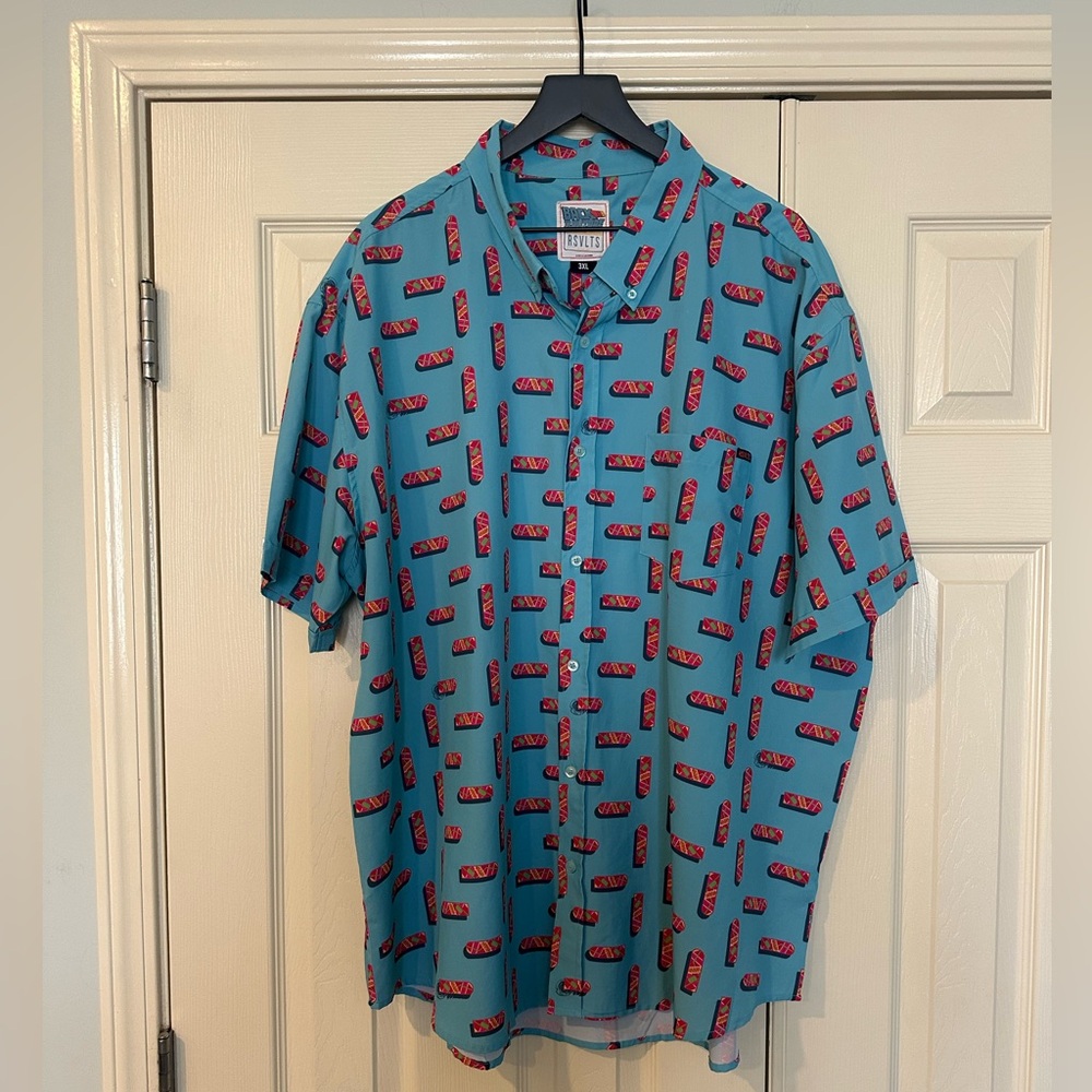 RSVLTS Teal Shirt with Red Pattern